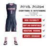 Custom Men Youth Reversible Basketball Jersey Uniform Printed Personalized Name Number Sportswear Big Size Navy&pink-33 view 3