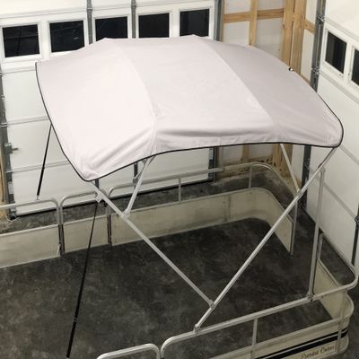 8' Long x 8.5' Wide Pontoon Boat Bimini Top Kit, Best Available, Grey, Complete Kit, Square Frame with Metal Fittings, 16oz Canvas, Hardware Kit