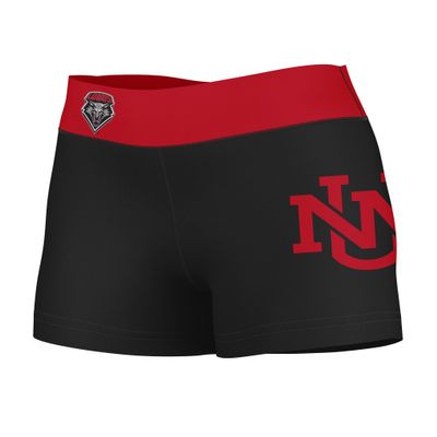 Vive La Fete New Mexico Lobos Women's Workout Soft Yoga Shorts with Logo on Thigh & Waistband Black
