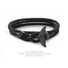 KOEDLN Shark Whale Orca Tail Anchor Turtle Hook Bracelet Nylon Polyester Rope Adjustable Bracelet for Men Boys-Tail, Black view 2