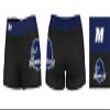 Vive La Fete Monmouth Hawks Women's Workout Soft Yoga Shorts with Logo on Thigh & Waistband Black view 3