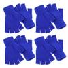 4 Pairs Winter Half Finger Gloves Knitted Fingerless Gloves Fingerless Mittens Warm Stretchy Gloves for Men Women (Blue) view 1