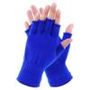 4 Pairs Winter Half Finger Gloves Knitted Fingerless Gloves Fingerless Mittens Warm Stretchy Gloves for Men Women (Blue) view 2