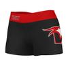 Vive La Fete Hawaii Hilo Vulcans Women's Workout Soft Yoga Shorts with Logo on Thigh & Waistband Black view 1