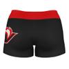 Vive La Fete Hawaii Hilo Vulcans Women's Workout Soft Yoga Shorts with Logo on Thigh & Waistband Black view 2