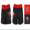 Vive La Fete Hawaii Hilo Vulcans Women's Workout Soft Yoga Shorts with Logo on Thigh & Waistband Black view 3