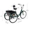 ERfairdeal Adult Tricycle, 26 Inch Wheels, 7 Speed Adult Trike Bike Cruising with Storage Basket for Shopping, Entertainment, Workout, Unisex (Green) view 2