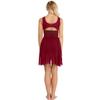 ACSUSS Women's Lyrical Dance Dress Illusion V-Neck Chiffon Asymmetric Skirted Leotard Modern Contemporary Dresses Wine Red 3X-Large view 4