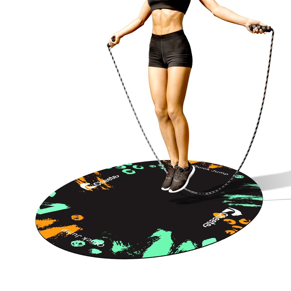 Cheete Jump Rope Mat Large Rubber Exercise Mat Workout Mats for Home Gym Flooring Non-Slip Oval Design for Floor & Rope Protection (Orange)
