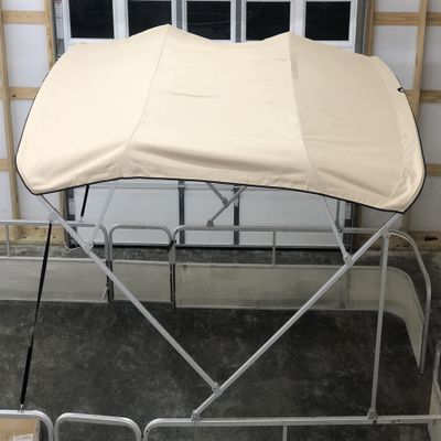 8' Long x 8.5' Wide Pontoon Boat Bimini Top Kit, Best Available, Beige, Complete Kit, Square Frame with Metal Fittings, 16oz Canvas, Hardware Kit