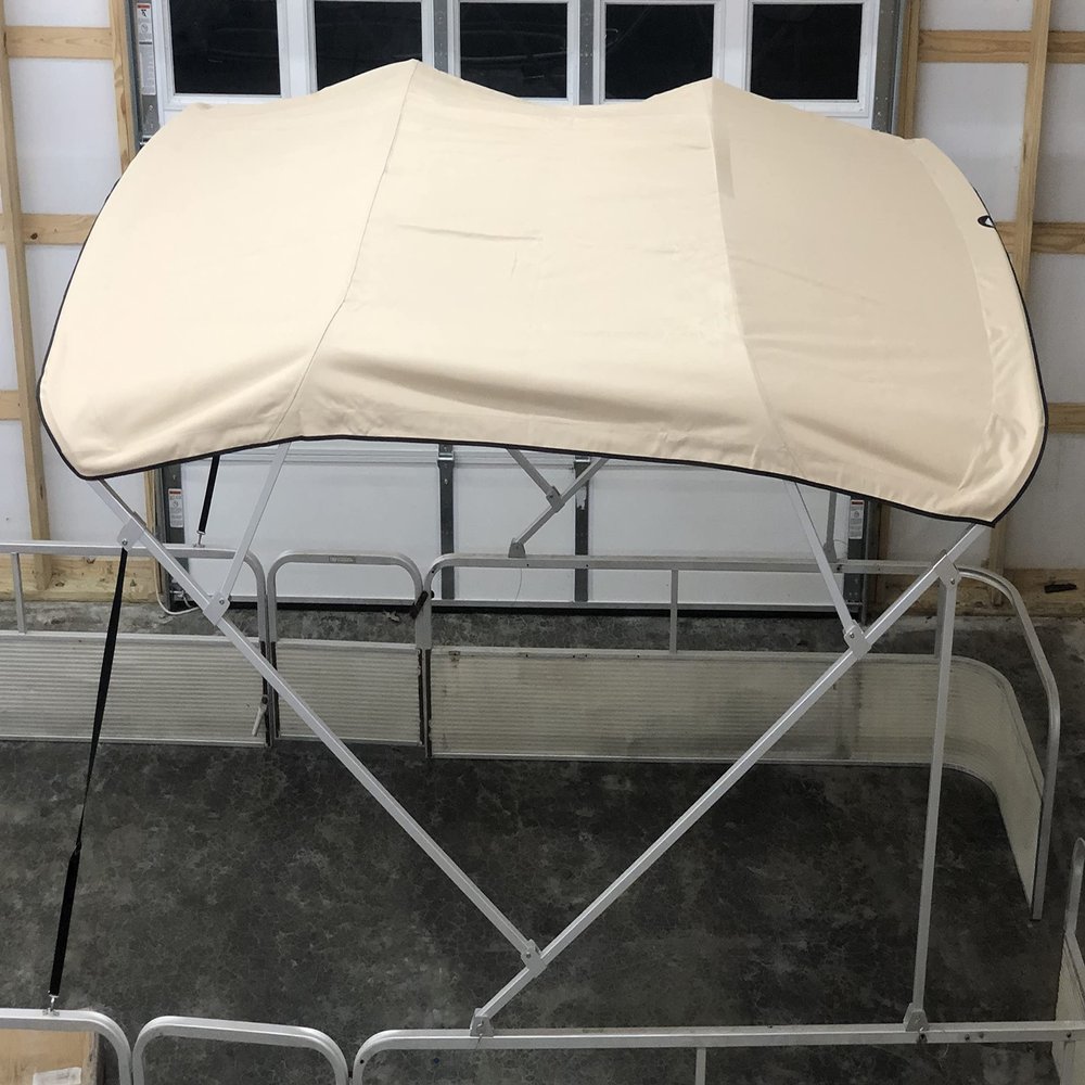 8' Long x 8.5' Wide Pontoon Boat Bimini Top Kit, Best Available, Beige, Complete Kit, Square Frame with Metal Fittings, 16oz Canvas, Hardware Kit