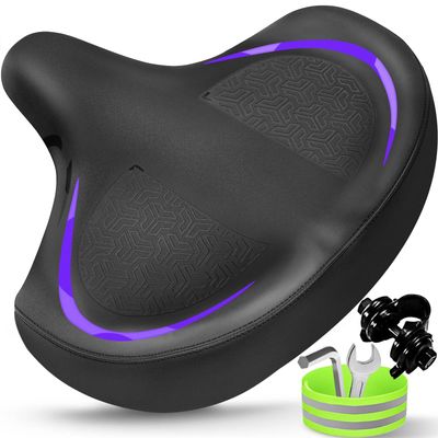 Twomaples Bicycle Seat, Bike Seat for Women Men Extra Comfort Wide, Oversized Comfortable Seats Saddle for Peloton Bike, Fit for Exercise Bike, Electric Bike, Mountain Bike