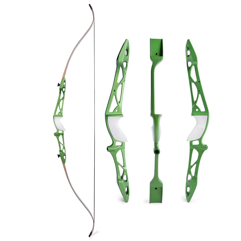 66" 68" 70" Archery Takedown Recurve Bow and Arrow Set Aluminum Bow Riser Hunting Shooting Target Practice Competition Longbow Right Hand Bow 12-40 Lbs (38 Lbs, 70" Green)