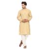ITOS365 Men Cotton Blend Kurta Pyjama Set Party Fashion Regular Ethinic Wear Indian Dress Gift for Men Tan Small view 1