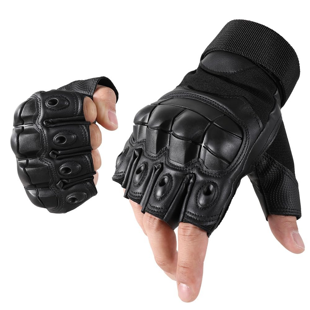 AXBXCX Fingerless Tactical Gloves for Men Women for Airsoft Paintball Cycling Motorcycle Summer Half Finger Gloves Black XL