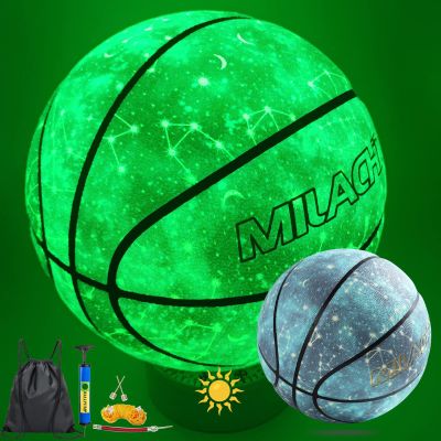 MILACHIC Basketball Glow in The Dark 29.5 Glowing Constellation Leather Basketballs, Light up Basketball Gift for Boys, Girls, Men, Women Indoor-Outdoor Night Basketballs