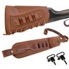 Leather Canvas Shotgun Shell Holder and 8 Round Gun Cartridge Holder Sling for 12 Gauge (Brown - Full Leather) view 1