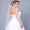 HEREAD Bride Wedding Veil Short Fingertip Length Bridal Tulle Hair Accessories with Comb and Ribbon Edge (Ivory) view 4