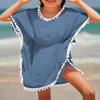 Eurivicy Girl's Swim Cover Up Kids Summer Swimwear Beach Dress Swimsuit Wraps with Pom Pom Trim view 2