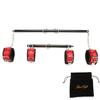 Expandable 2 Spreader Bar Set with Bag and 4 Fur Leather Straps with Nylon Belts Adjustable Home Yoga Bar Kit (Black+Red) view 1