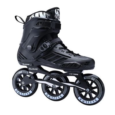 3 Wheels Inline Skates for Men Women, Professional Roller Skates Blades for Male Female,High Performance Adult Speed Skates with 110MM Wheels (Black, MEN6/WOMEN7)