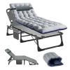 Barbella Folding Camping Cots Sleeping Cots for Adults, Adjustable 4-Position Folding Chaise Outdoor Patio Lounge Chairs, Portable Folding Bed Reclining Chair for Camping Pool Beach Patio Sun Tanning view 1