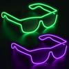 YouRfocus Wireless Led Light up Glasses 2 Pack Glow in The Dark Neon Rave Glasses for Rave Party, EDM, Halloween, Christmas (Green + Purple) view 1