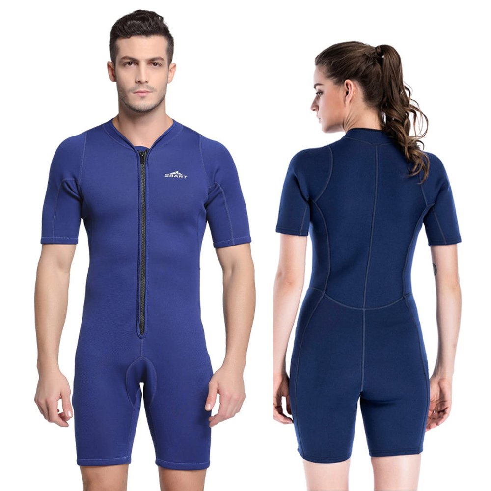 TOYOMO Shorty Wetsuit for Men Women 2MM Neoprene Front Zip Dive Suit One-Piece Swimsuit for Diving Snorkeling Surfing Swimming,Women,M