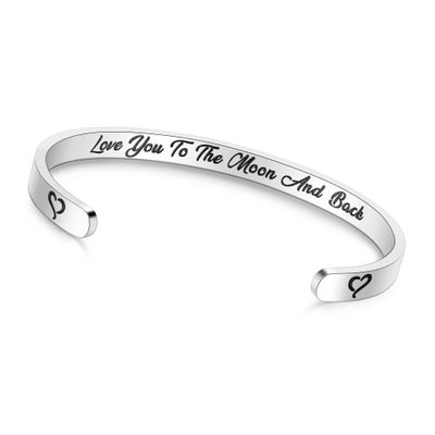 Love You to The Moon and Back Bracelet Girls Women Jewelry Silver