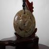 1.9" China Certified Nature Hetian Nephrite Sugar Jade Auspicious Ancient Dragon Double Carved Necklace Pendant 4806 view 2