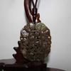 2.1" China Certified Nature Hetian Nephrite Sugar Jade Five Blessing Bat and Flower Hand Carved Necklace Pendant 4808 view 4