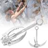 Grappling Hook, Grapple Hook 3 Sawtooth Hooks Stainless Steel Claw Carabiner Folding Climbing Tool Survival Gear for Outdoor Camping Hiking Fishing Tree Mountain Tree Rock Limb Removal Grabbing view 2
