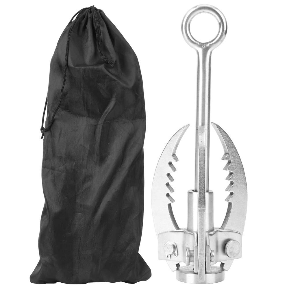 Grappling Hook, Grapple Hook Stainless Steel Claw Carabiner Stainless Steel Gravity Rock Climbing Hooks Folding 3 Claws Survival Tool for Outdoor Activity Camping Hiking Tree Rock Mountain