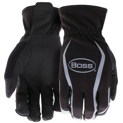 Centrum BOSS Men's Multipurpose Task Synthetic Leather Palm Work Glove, High-Dexterity, Puncture Resistance, Touchscreen Technology, Black, Large, (B52031-L)