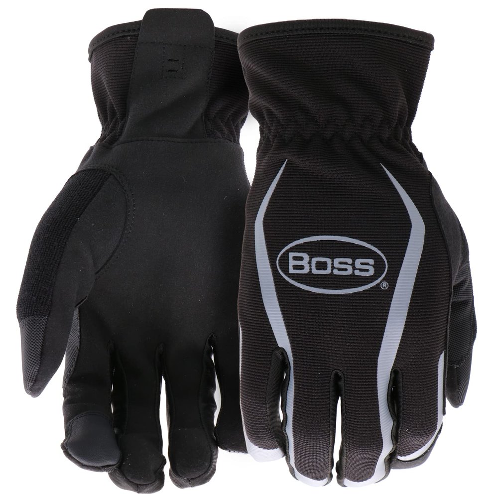 Centrum BOSS Men's Multipurpose Task Synthetic Leather Palm Work Glove, High-Dexterity, Puncture Resistance, Touchscreen Technology, Black, Large, (B52031-L)