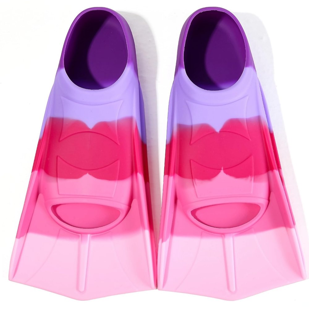 Foyinbet Kids Swim Fins, Kids Flippers Short Youth Swimming Fins for Lap Swimming Training for Children Girls Boys XS