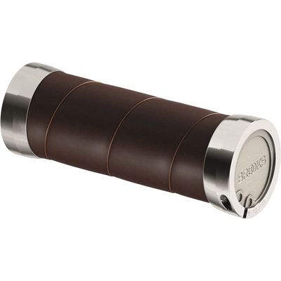 Brooks Slender Leather Grips (100+100 mm) - Antic Brown-New22 Unisex Adult Handle - Silver - Standard