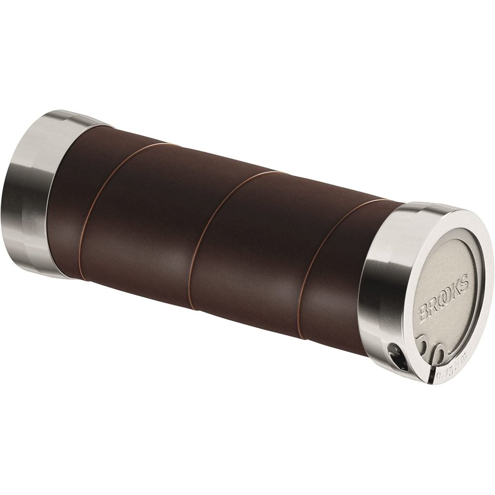 Brooks Slender Leather Grips (100+100 mm) - Antic Brown-New22 Unisex Adult Handle - Silver - Standard