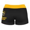 Vive La Fete Colorado Tigers Women's Soft Yoga Shorts with Logo on Thigh and Waistband Black view 2