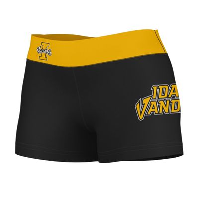 Vive La Fete U of I Vandals Women's Soft Yoga Shorts with Logo on Thigh and Waistband Black
