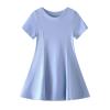 Baby Toddler Girls Short Sleeve Swing Dress Little Kids A-Line Skater Twirl Summer Casual Dresses (Blue,12Months) view 1