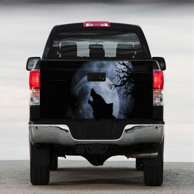 Tailgate Vinyl Wrap Full Color Graphics Truck Decal Howling Wolf Under The Moon Sticker