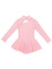 JanJean Kids Girls Long Sleeve Mock Neck Figure Ice Skating Dress Mesh Splice Ballet Dress Competition Dancewear Pearl Pink 12 Years view 3