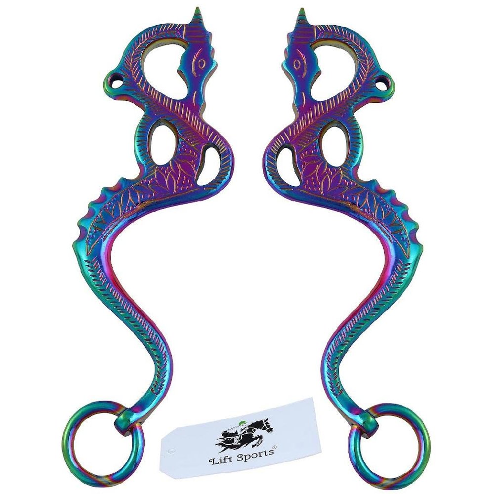 Lift Sports Rainbow Multi Color Hackamore Flower Cheeks Bitless Horse Bit English Western Stainless Steel