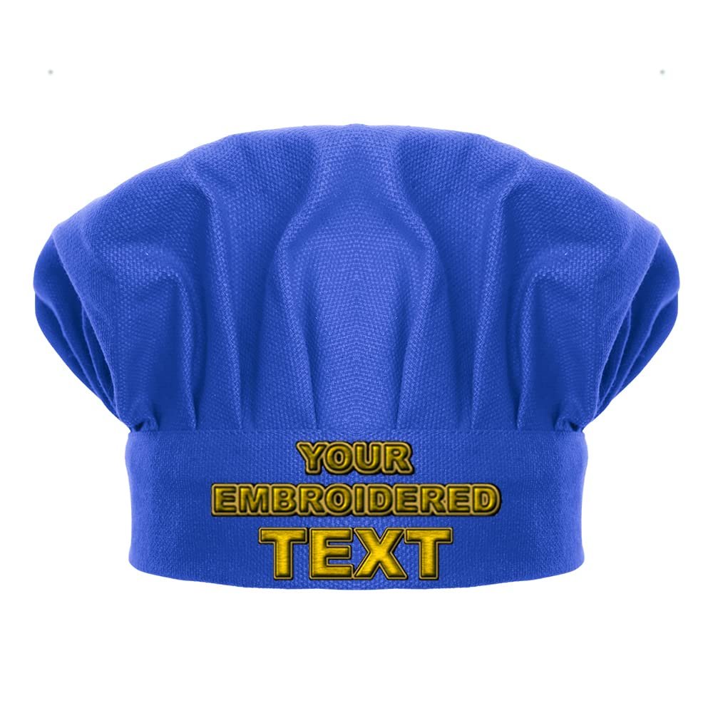 TopTie Custom Embroidered Chef Hat for Kid & Adult, Cotton Adjustable Kitchen Cooking & Baking Cap-Blue-L