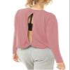 Bestisun Workout Tops Long Sleeve Yoga Shirts Open Back Running Exercise Clothes for Women Pink XL view 3