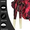 Aumulen Women 1 Pair (Left+Right) Real Silk Belly Dance Fan Veils Hand Made Colorful Tie-Dyed Dance Fans (Black red tie dyed) view 4