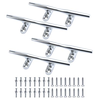 SHENGHUISS Boat Open Base Cleat 316 Stainless Steel Mooring Dock Cleat with Screw for Boat,Deck,Hook,Yacht 4 Pack 8 inch