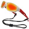 Kids Flexible Polarized UV Protection Sunglasses for Boys Girls Age 3-10 with Strap (white red mirrored orange) view 2