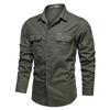 Men's Western Snap Shirt Casual Button Down Military Style Long Sleeve Autumn Windproof Cowboy Tops with Chest Pocket view 1